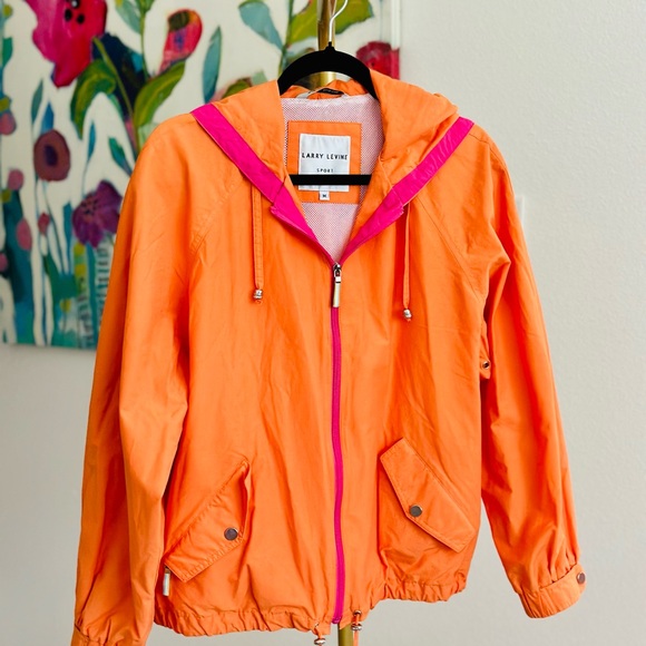 Larry Levine Sport Jacket in Colorful Orange with Pink Piping - Picture 2 of 5